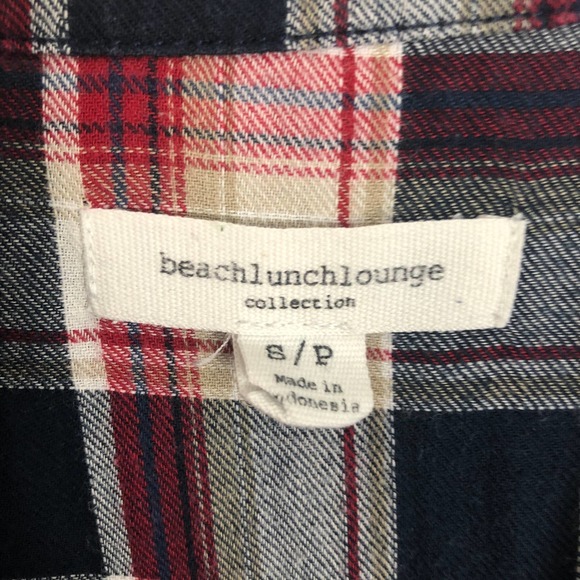 Beach Lunch Lounge 1/2 Button Plaid Women's Shirt - Picture 2 of 10